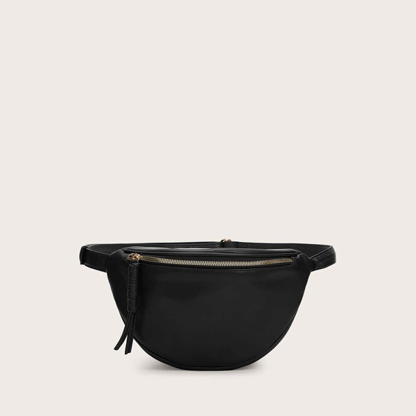 

Minimalist Zip Front Fanny Pack, Black