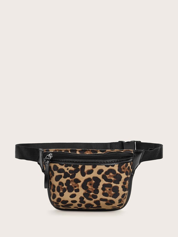 

Zip Front Leopard Fanny Pack, Brown