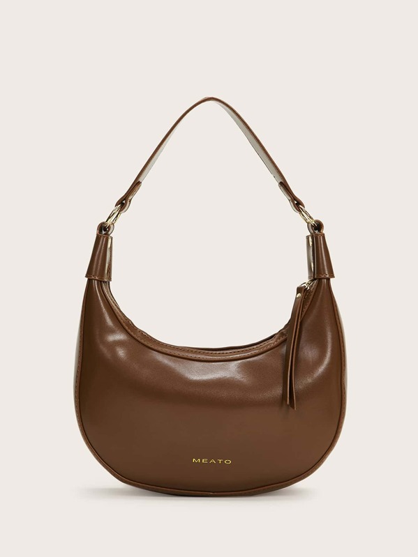 

Letter Graphic Slouch Bag, Brown