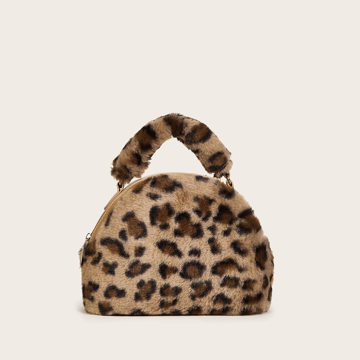 

Leopard Pattern Fluffy Dome Bag, Brown