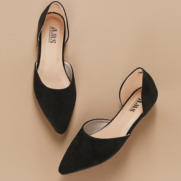 

Pointed Toe Dorsay Style Ballet Flats, Black