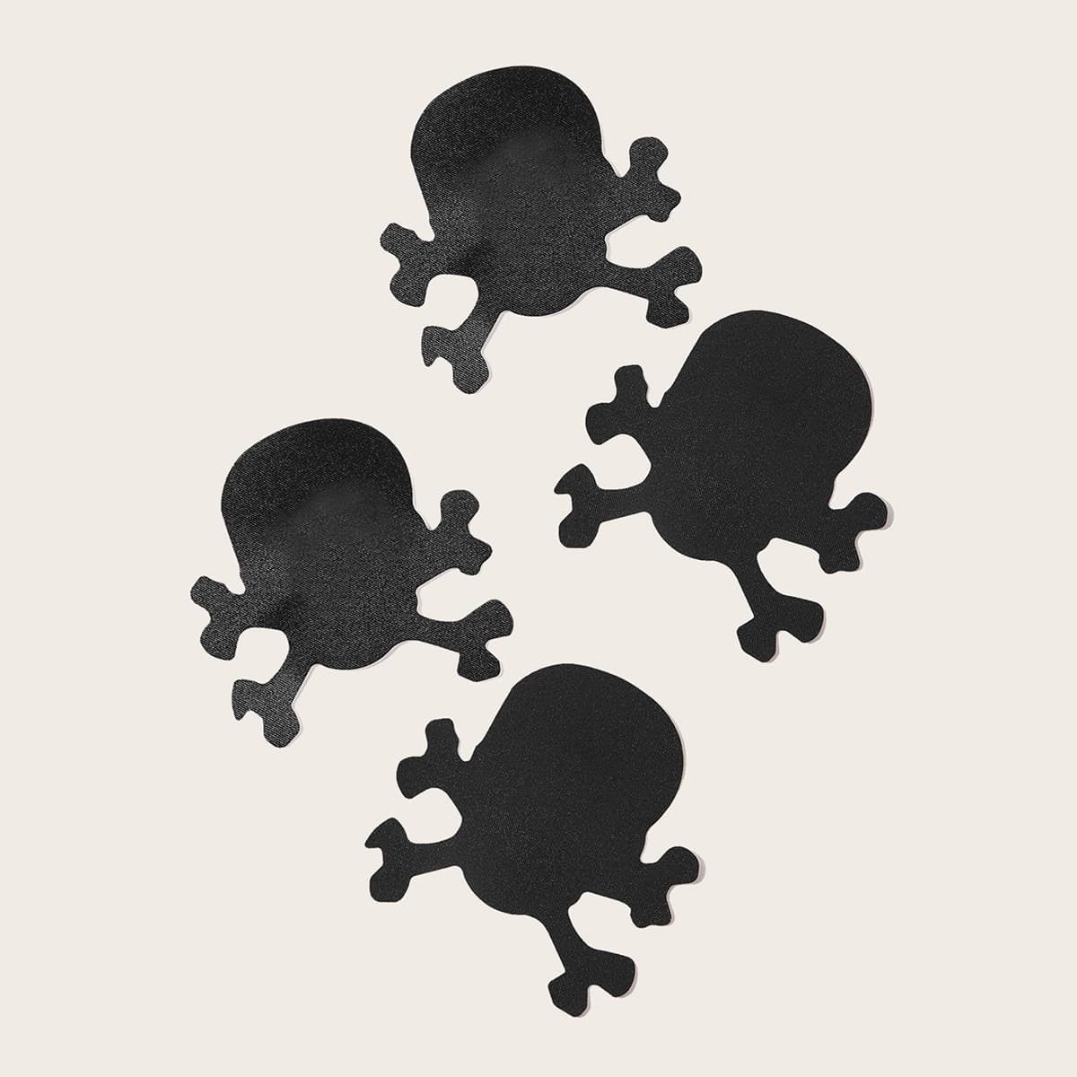 

2pair Skull Pattern Nipple Cover, Black