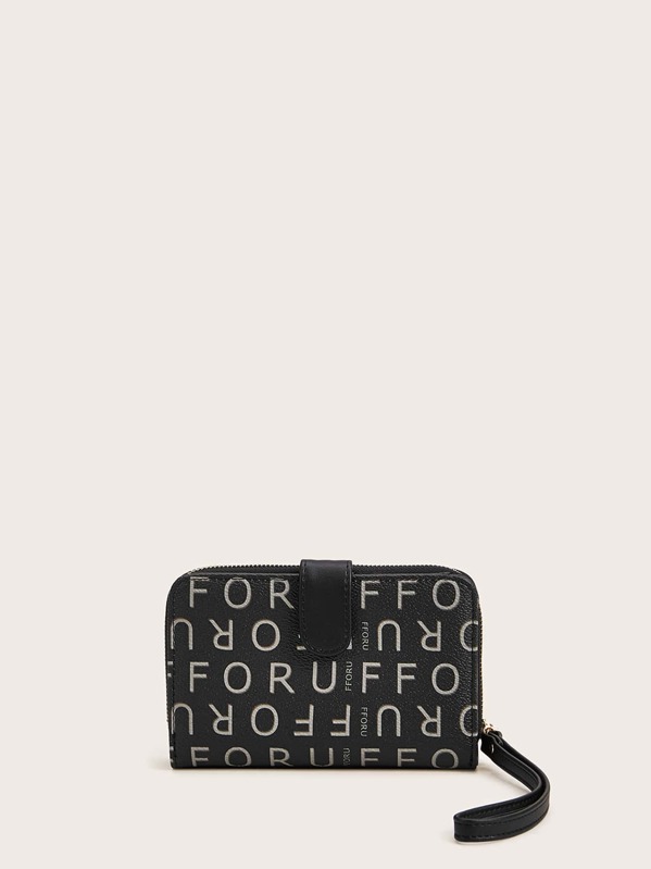 

Letter Graphic Zip Around Wallet, Multicolor