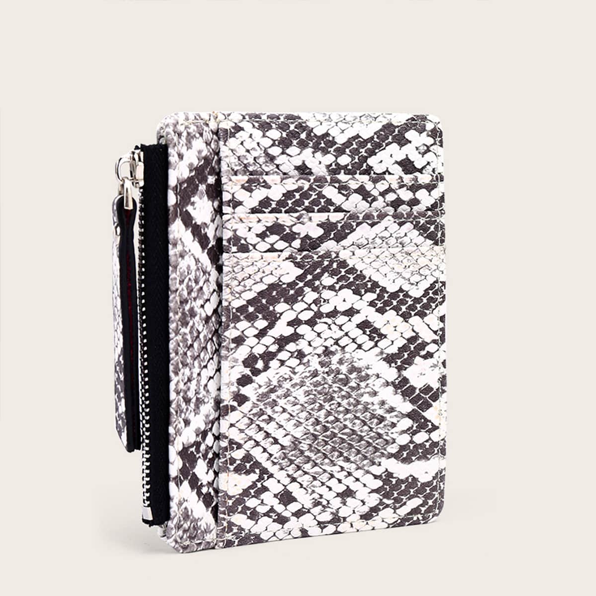 

Snakeskin Print Purse With Card Holder, Multicolor