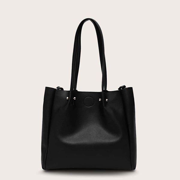 

Metal Detail Tote Bag, Black