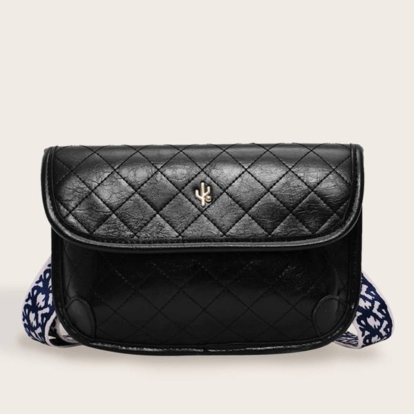 

Cactus Detail Flap Crossbody Bag, Black