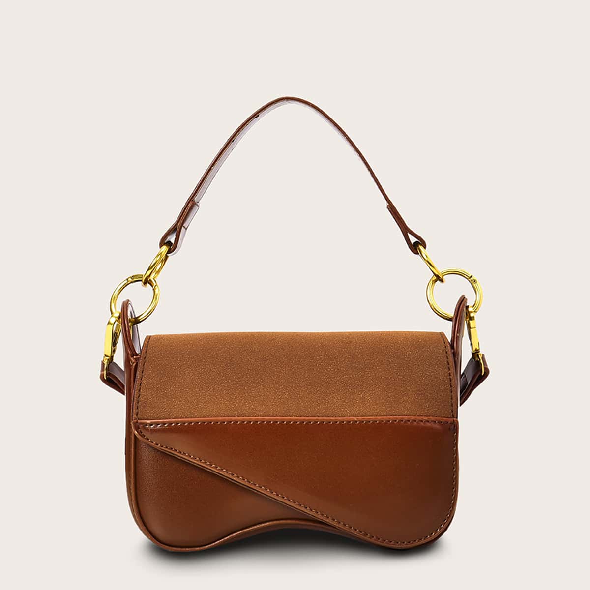 

Stitch Detail Structured Tote Bag, Brown