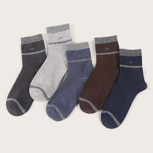 

5pairs Men Letter Graphic Socks, Multicolor