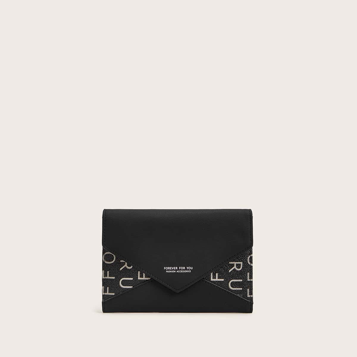 

Letter Graphic Fold Over Wallet, Black