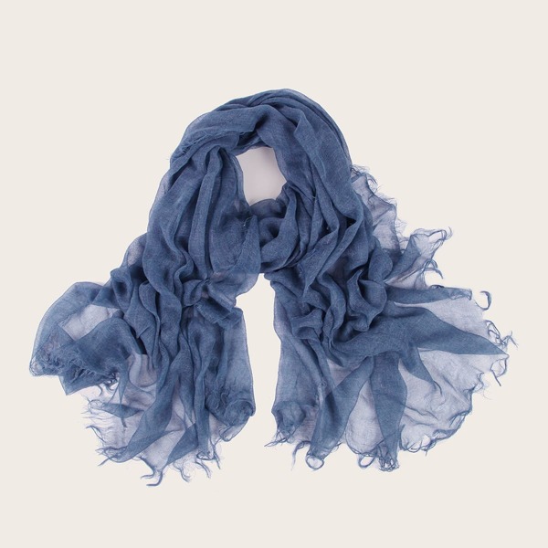 

Men Raw Hem Scarf, Blue