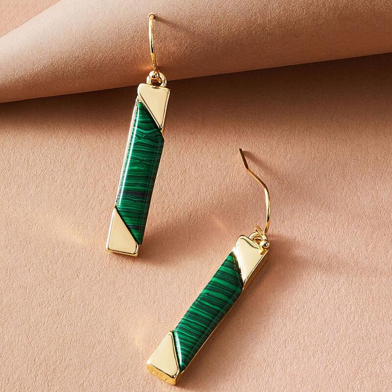 

1pair Rectangle Drop Earrings, Multicolor
