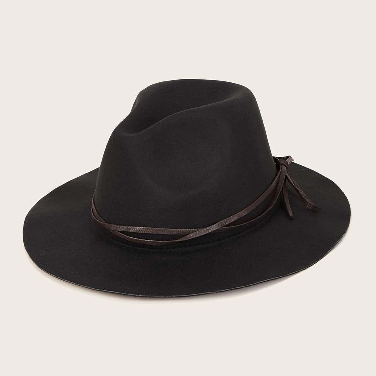 

Bow Knot Decor Floppy Hat, Black