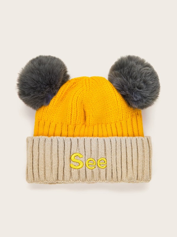 

Toddler Kids Letter Embroidery Knit Beanie, Multicolor