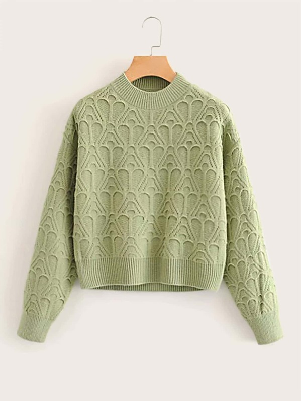 

Solid Drop Shoulder Crop Jumper, Army green