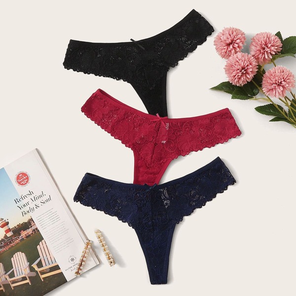 

3pack Floral Lace Panty Set, Multicolor