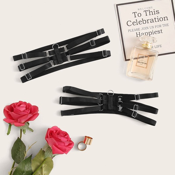 

1pair Solid Leg Ring, Black