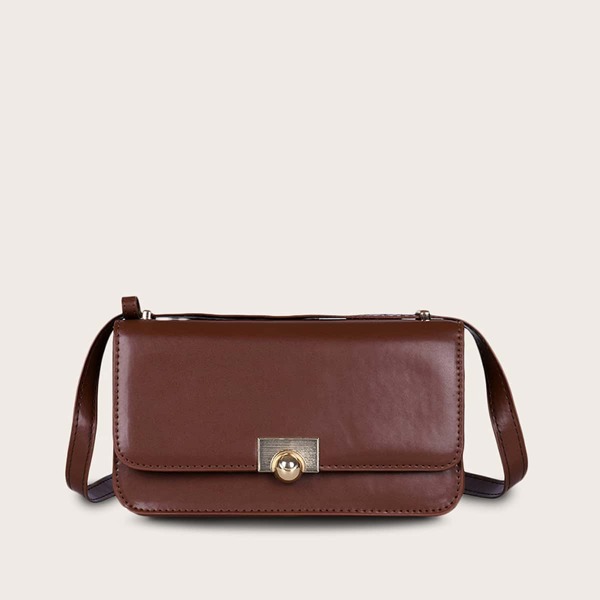 

Minimalist Flap Crossbody Bag, Brown