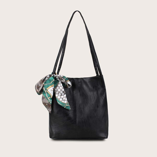 

Twilly Scarf Decor Tote Bag, Black