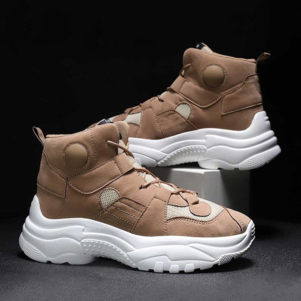

Men Lace-up Front Wide Fit Chunky Sneakers, Brown