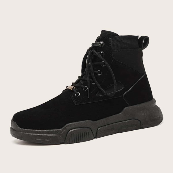 

Men Lace-up Front Ankle Boots, Black