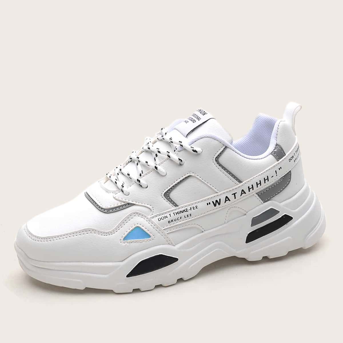 

Guys Letter Graphic Wide Fit Chunky Sneakers, White