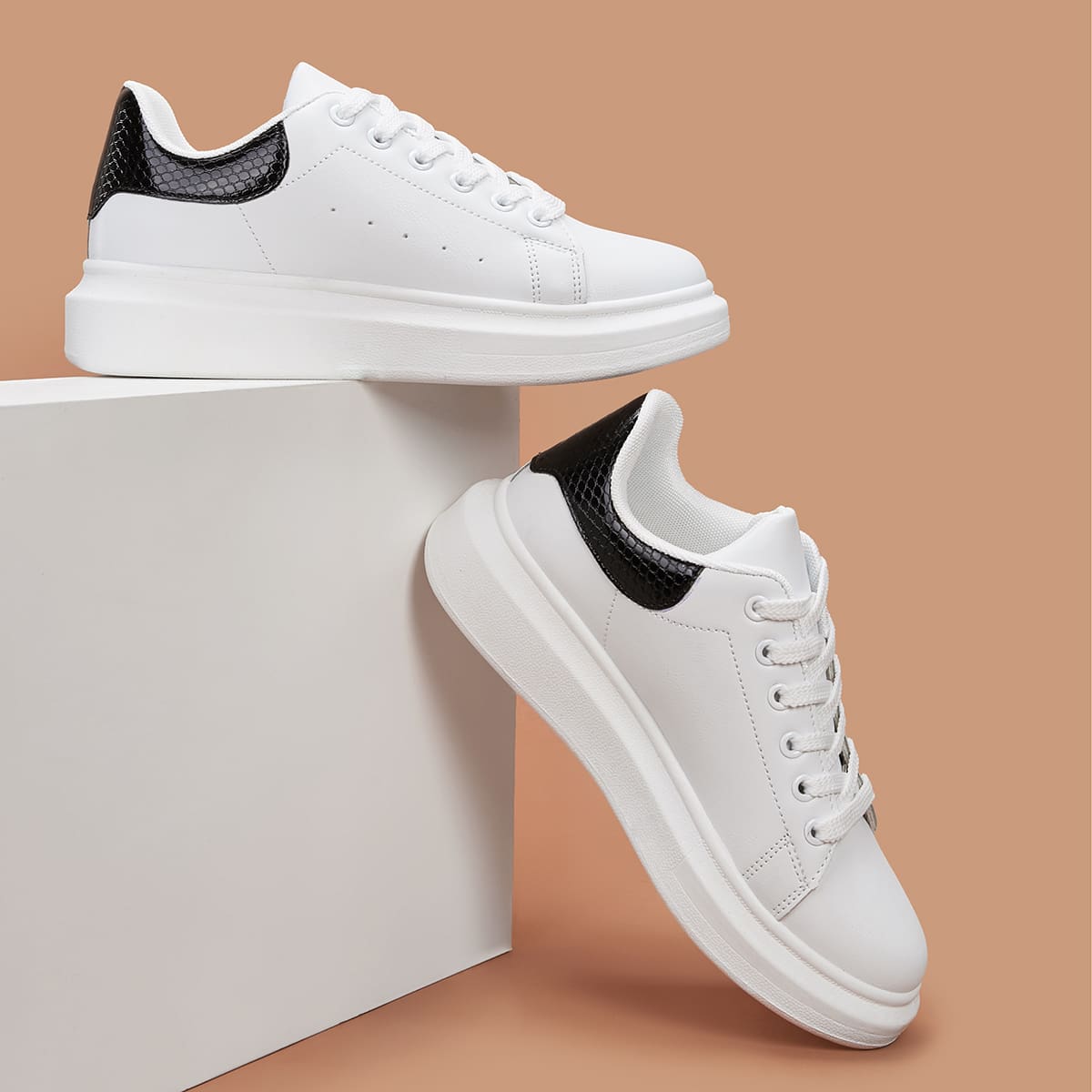 

Lace-up Front Wide Fit Sneakers, White