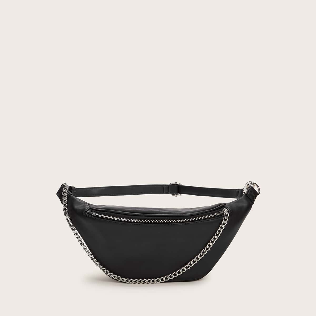 

Chain Decor Fanny Pack, Black