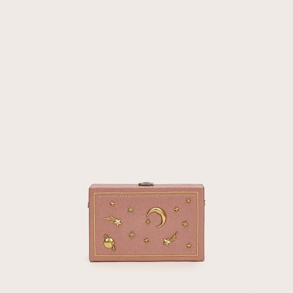

Star Studded Structured Chain Bag, Pink