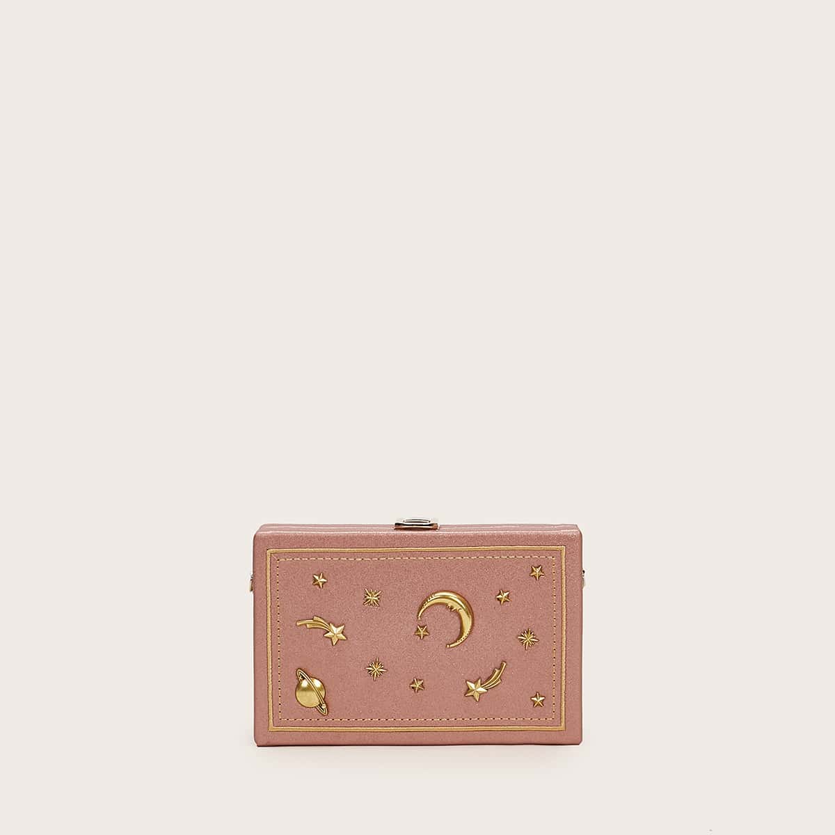 

Star Studded Structured Chain Bag, Pink