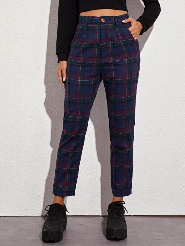 

Plaid Print Straight Leg Pants, Multicolor, Juliana
