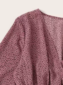 SHEIN LUNE Speckled Smocked Long Sleeve Top Fall Cloth For Women - Dusty Pink - View 4