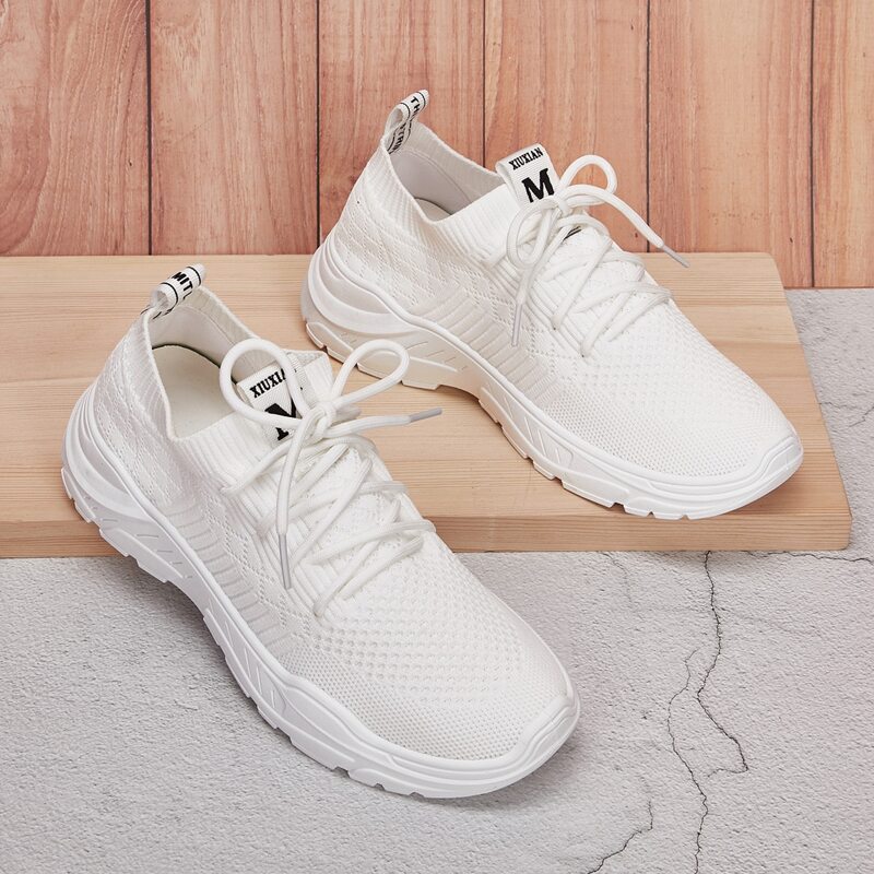 

Lace-up Front Chunky Sneakers, White