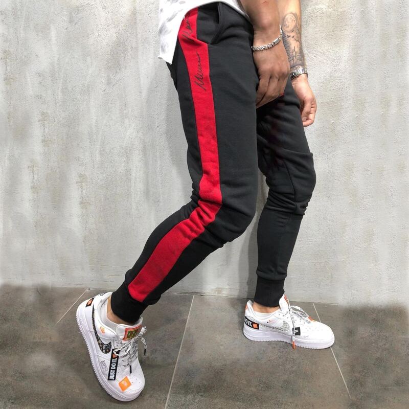 

Guys Contrast Panel Letter Graphic Sweatpants, Black
