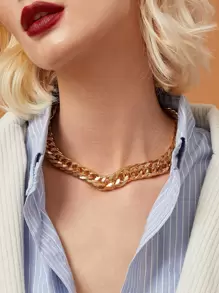 1入組粗鏈條頸鍊 - 金黃色 - 查看 1
