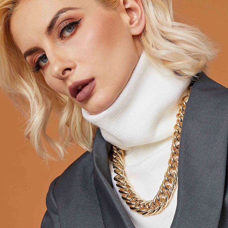 

1pc Thick Chain Choker, Gold