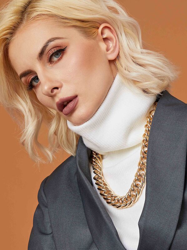 

1pc Thick Chain Choker, Gold