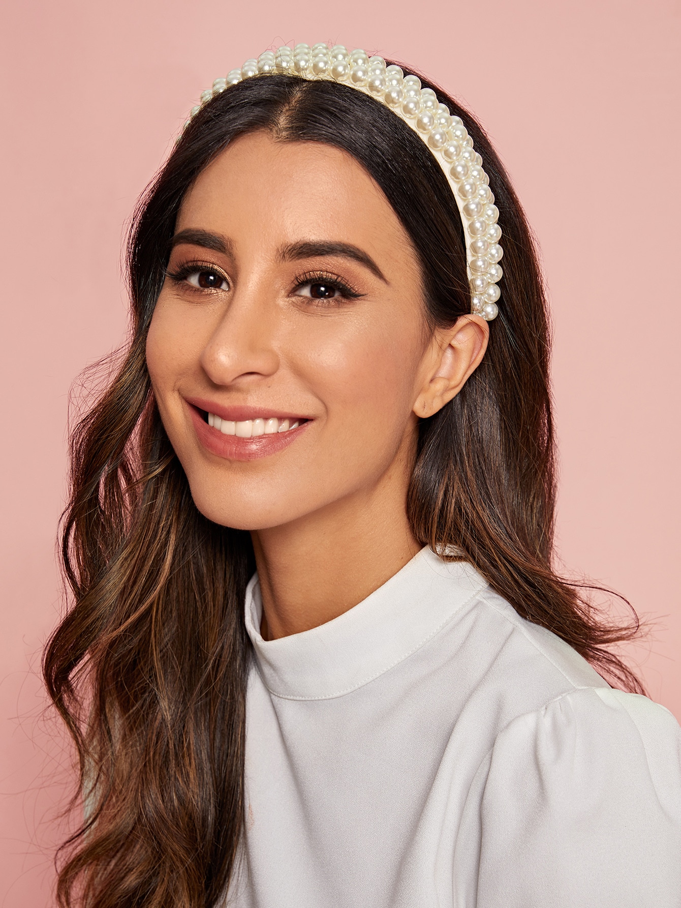 faux pearl decor hair hoop