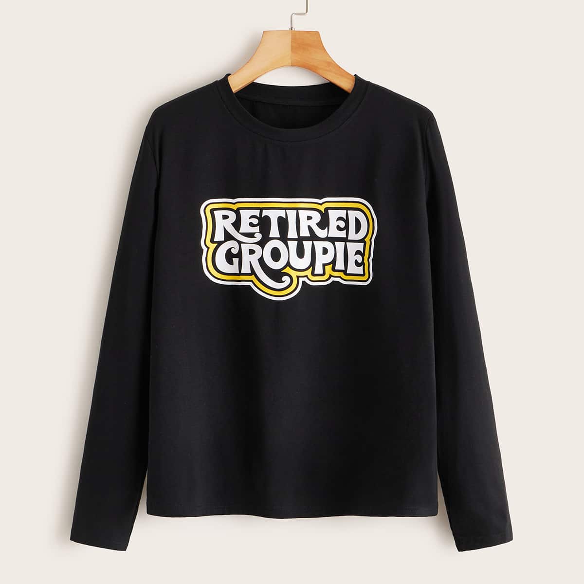 

Letter Graphic Long Sleeve Tee, Black