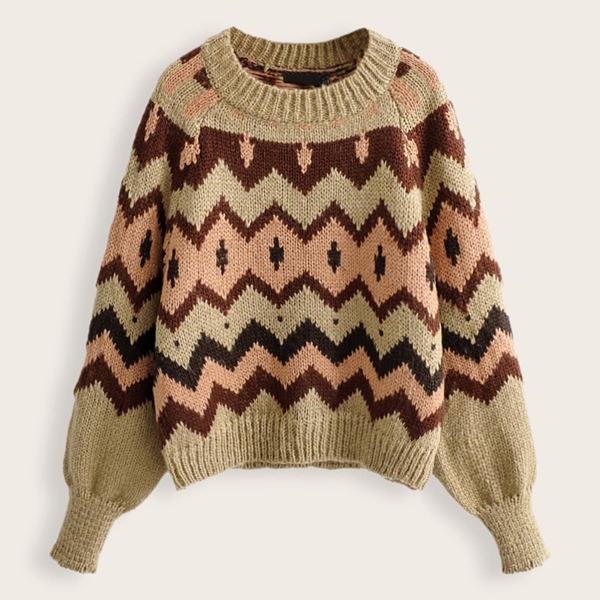 

Raglan Sleeve Chevron pattern Jumper, Multicolor