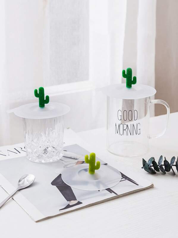 

1pc Cute Cactus Design Silicone Cup Cover, Multicolor