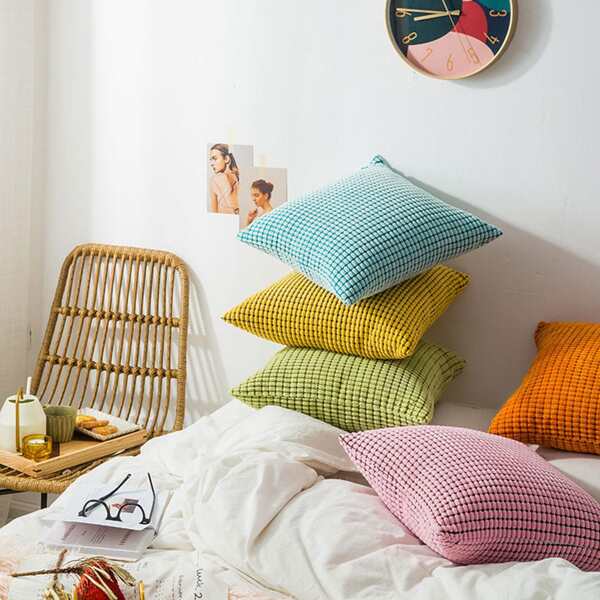 

1pc Solid Cushion Cover Without Filler, Multicolor