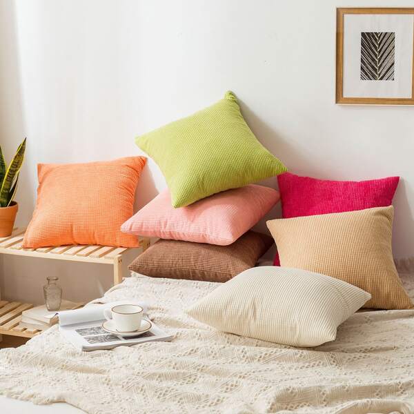 

1pc Solid Cushion Cover Without Filler, Multicolor