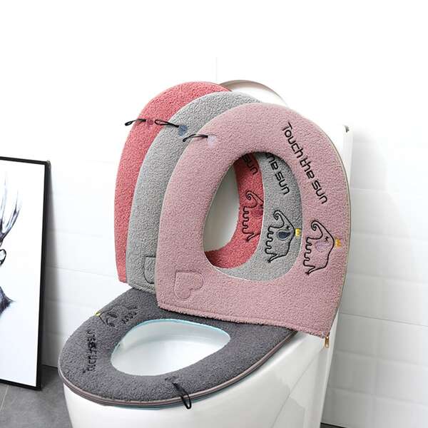 

1pc Cute Embroidered Warmer Toilet Seat, Multicolor