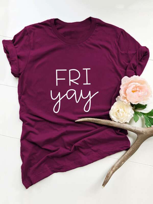 

Letter Graphic Short Sleeve Tee, Burgundy