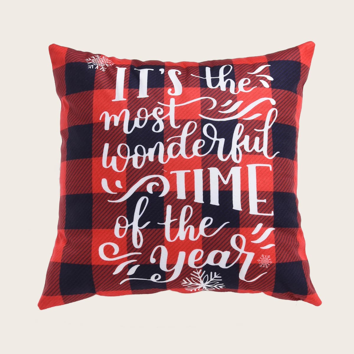 

Slogan Graphic Plaid Cushion Cover Without Filler, Multicolor
