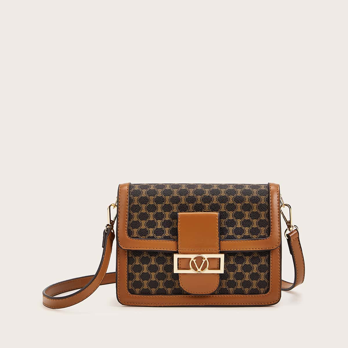 

Contrast Trim Flap Crossbody Bag, Multicolor