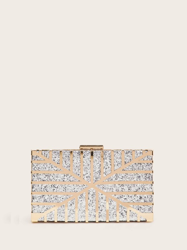 

Glitter Clip Top Structured Clutch Bag, Multicolor