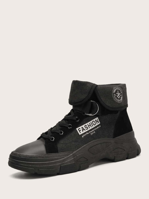 

Men Letter Graphic High Top Sneakers, Black