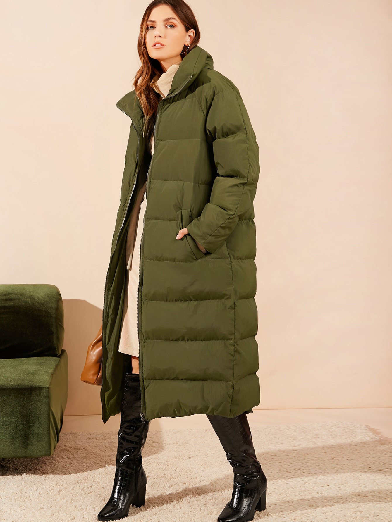 padded coat with side zips