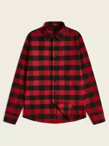GENTILAND Men Buffalo Plaid Shirt - Red - View 1